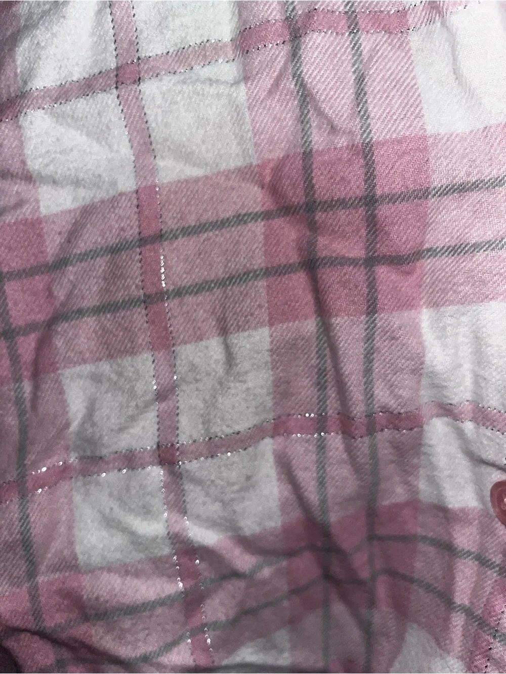 Liz Claiborne Pink, White, & Grey Plaid Silk-Trim Pajama Set